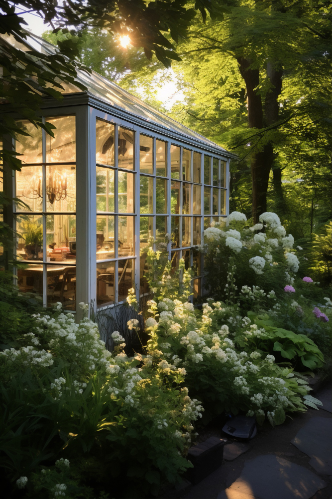 virágos, szép zöld kert